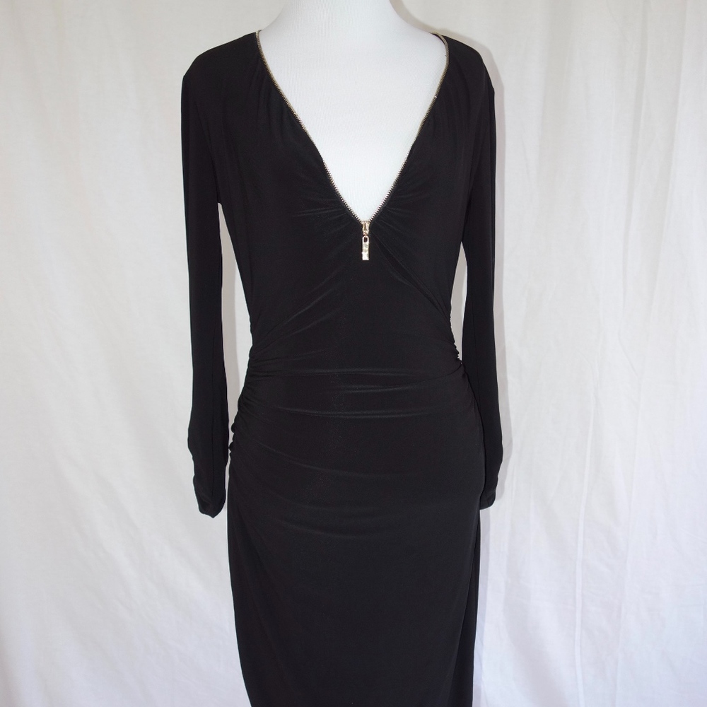 Black Bodycon dress with zipper & ranching detail